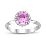 Pembe safir pırlanta yüzük 0.12ct - 18 ayar 2.90 gr F renk SI berraklık 0.88 ct safir