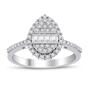 0.49 ct damla baget pırlanta yüzük - 14 ayar 3.35 gr F renk SI berraklık