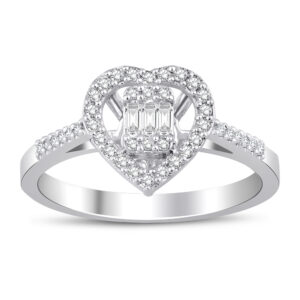 Kalp pırlanta baget yüzük - 14 ayar 2.60 gr 0.25 ct F renk SI berraklık