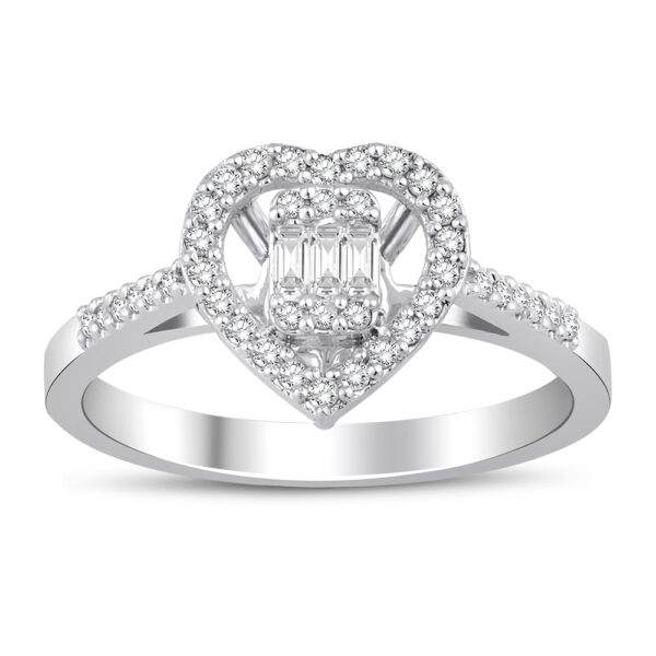 Kalp pırlanta baget yüzük - 14 ayar 2.60 gr 0.25 ct F renk SI berraklık