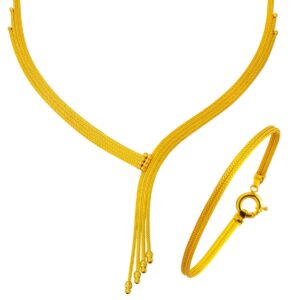 Bileklik gerdanlıklı 22 ayar altın örgülü set - 30.28 gr zarif tasarım