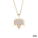 Beyaz taşlı çınar yaprak model 14 ayar kolye - 1.66 gr